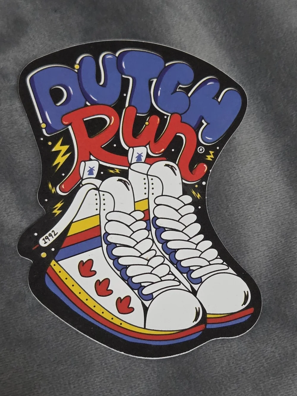Retro 'Pitch Run' High-Top Sneakers Graphic Sticker - White, Red, Blue, Yellow
